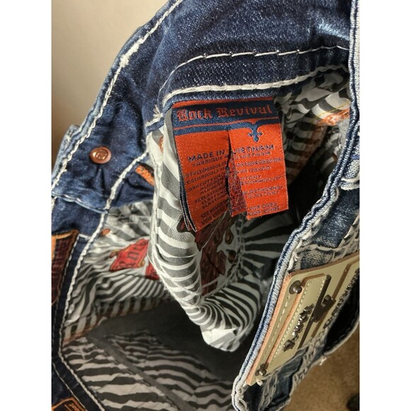 Rock Revival Jean Nash Men’s Size 32 Slim Boot Leg Blue Wash White Stitch - Picture 5 of 6